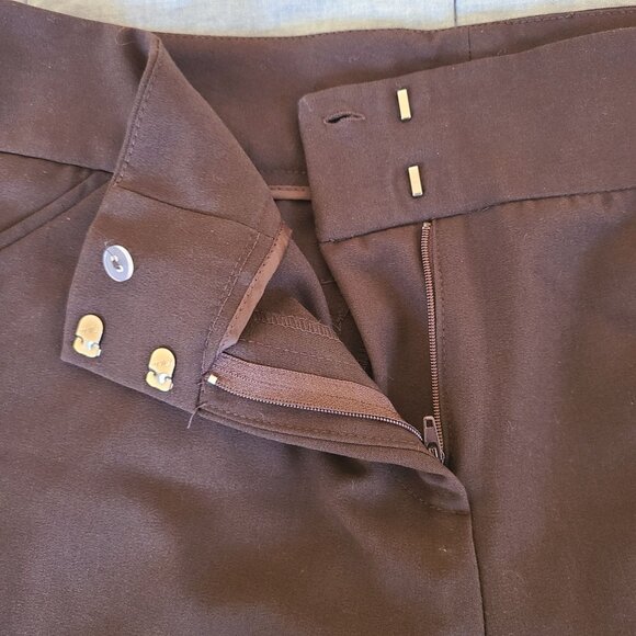 Nicole Miller NY Women's Dark Brown Dress Pants Size 16 Cropped Polyester Blend - Picture 6 of 9